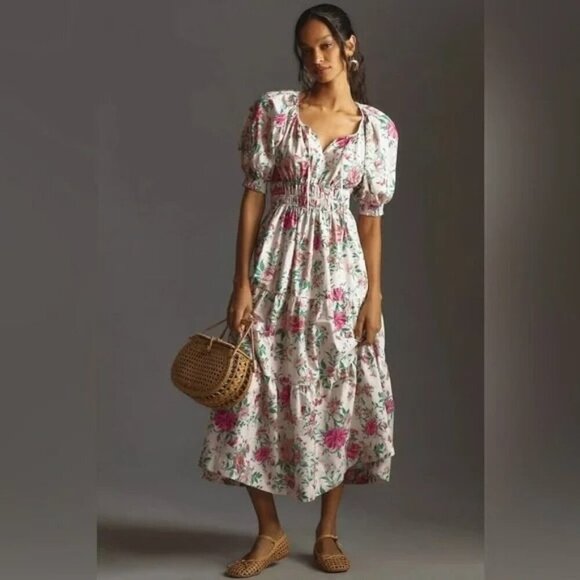 NEW Anthropologie The Somerset Maxi Dress Puff-Sleeve Edition